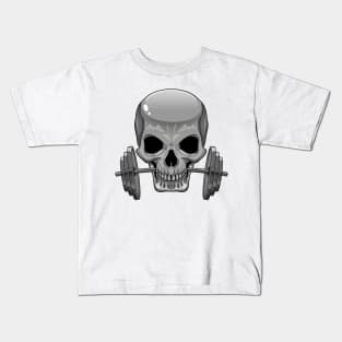 Skull Bodybuilding Dumbbell Kids T-Shirt